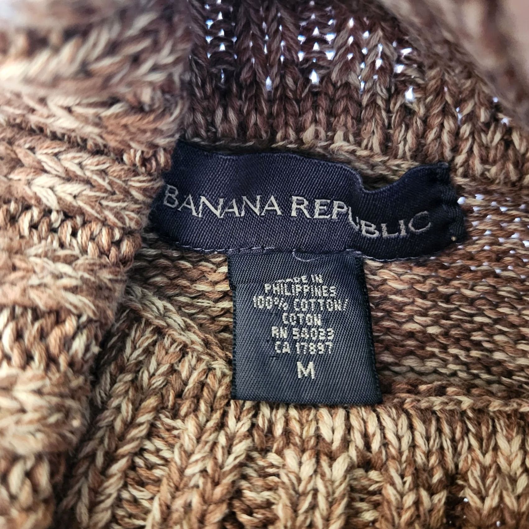 Banana Republic Banana Republic Women's Med Vintage Thick Ribbed Turtleneck Brown Cotton Sweater Size M / US 6-8 / IT 42-44 - 2 Thumbnail