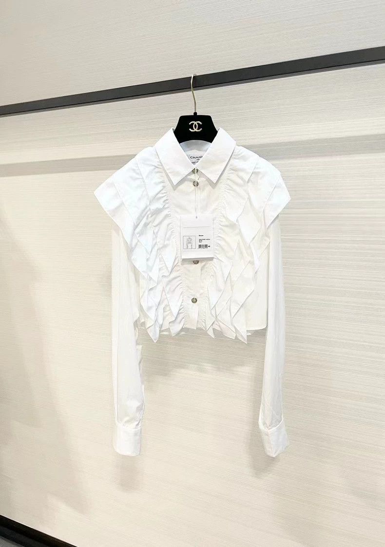 Chanel Chanel Ruffled Long Sleeve Cropped Shirt- DMC Size US M / EU 48-50 / 2 - 1 Thumbnail