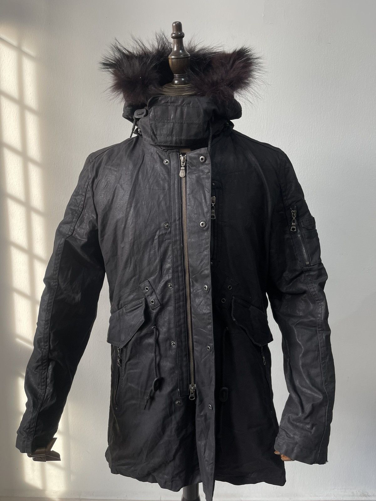 Le Grande Bleu (L.G.B.) RARE 2000s LGB Tornado Mart Fur Wax Parka Armor Style C1 Size US L / EU 52-54 / 3 - 15 Thumbnail