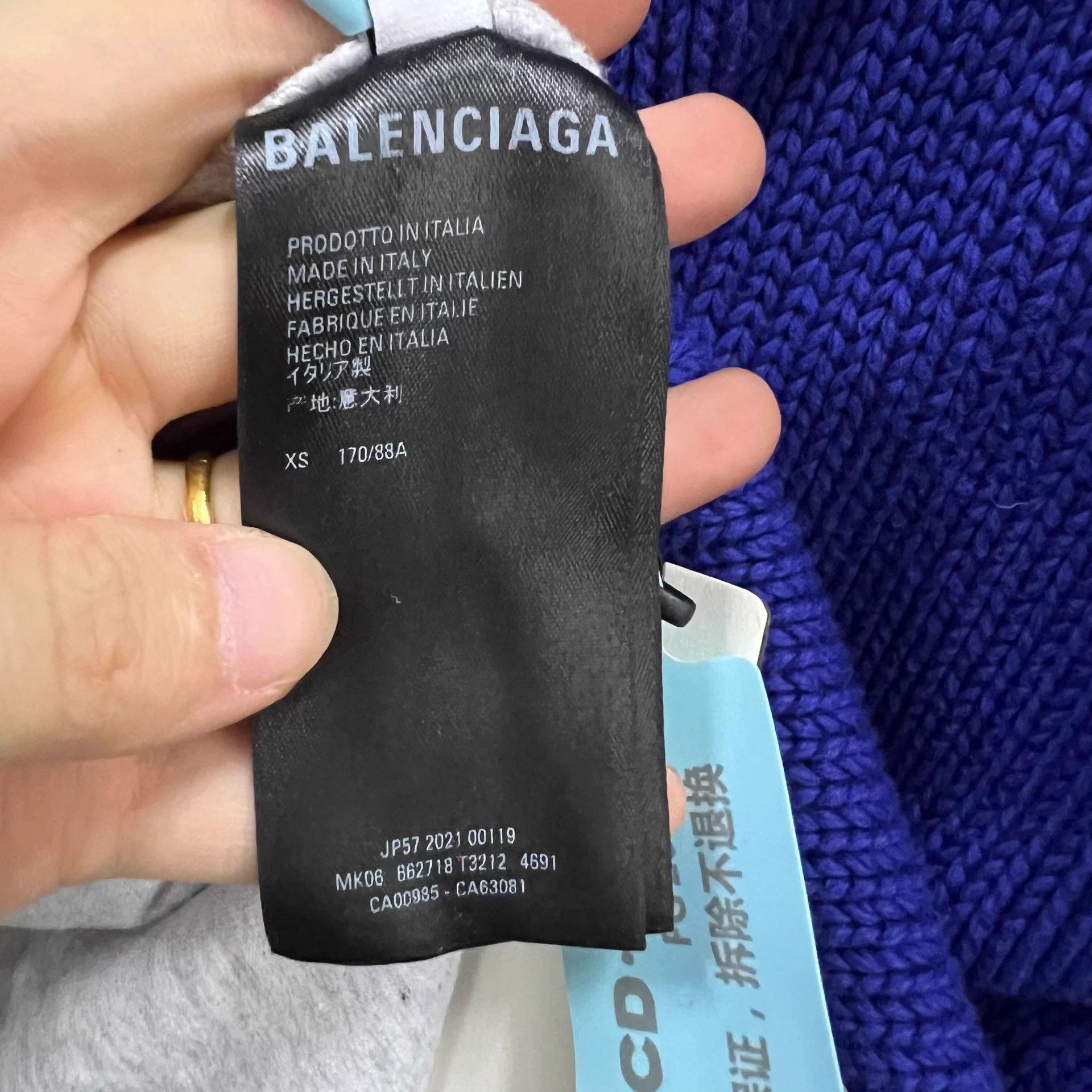Balenciaga Balenciaga blue logo embroidered distressed hoodie XS Size US XS / EU 42 / 0 - 4 Thumbnail