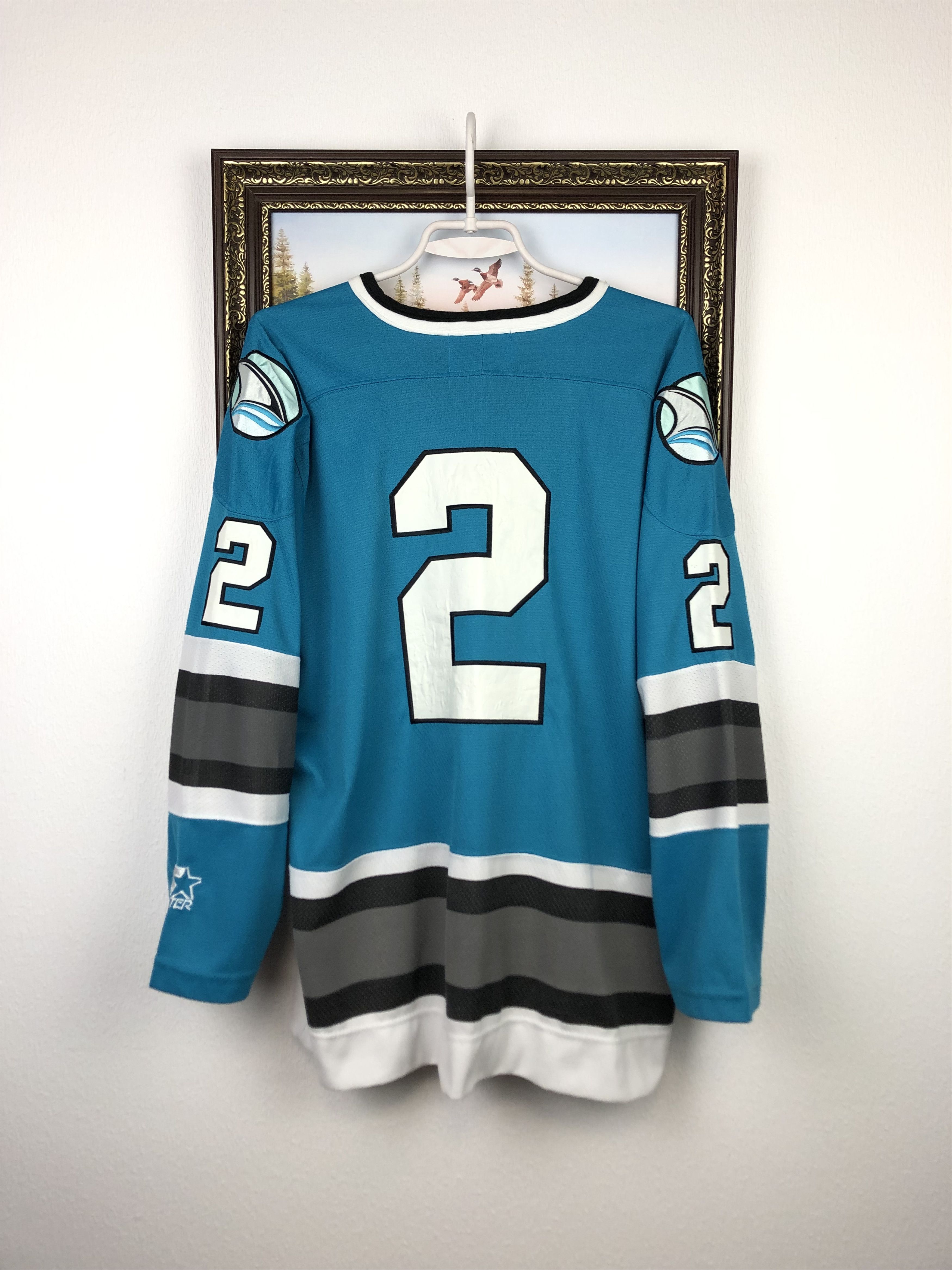 Starter × Vintage Vintage 90's Starter San Jose Sharks Hockey Jersey #2 Shirt Size US XL / EU 56 / 4 - 9 Thumbnail