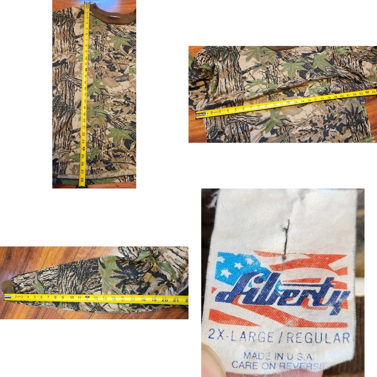 Realtree LIBERTY Realtree Camo Pocket T Shirt Long Sleeve Men's 2XL Vintage USA MADE Shirt XXL Camouflage Pocket T-Shirt 90s Mens Size US XXL / EU 58 / 5 - 8 Thumbnail