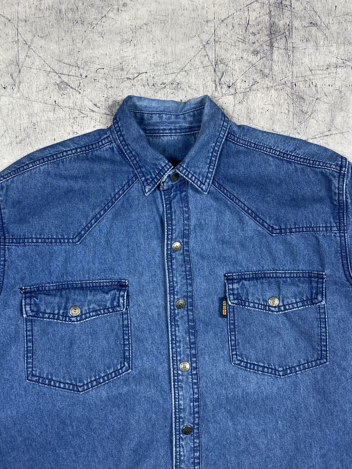 Other Vintage Bootleg Diesel Style Denim Shirt Western Workwear Size US L / EU 52-54 / 3 - 6 Thumbnail