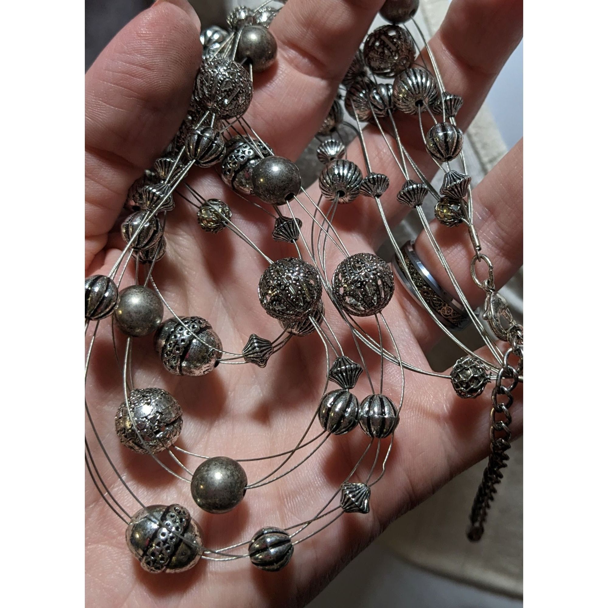 Other Silver Beaded Floating Necklace Size ONE SIZE - 4 Thumbnail