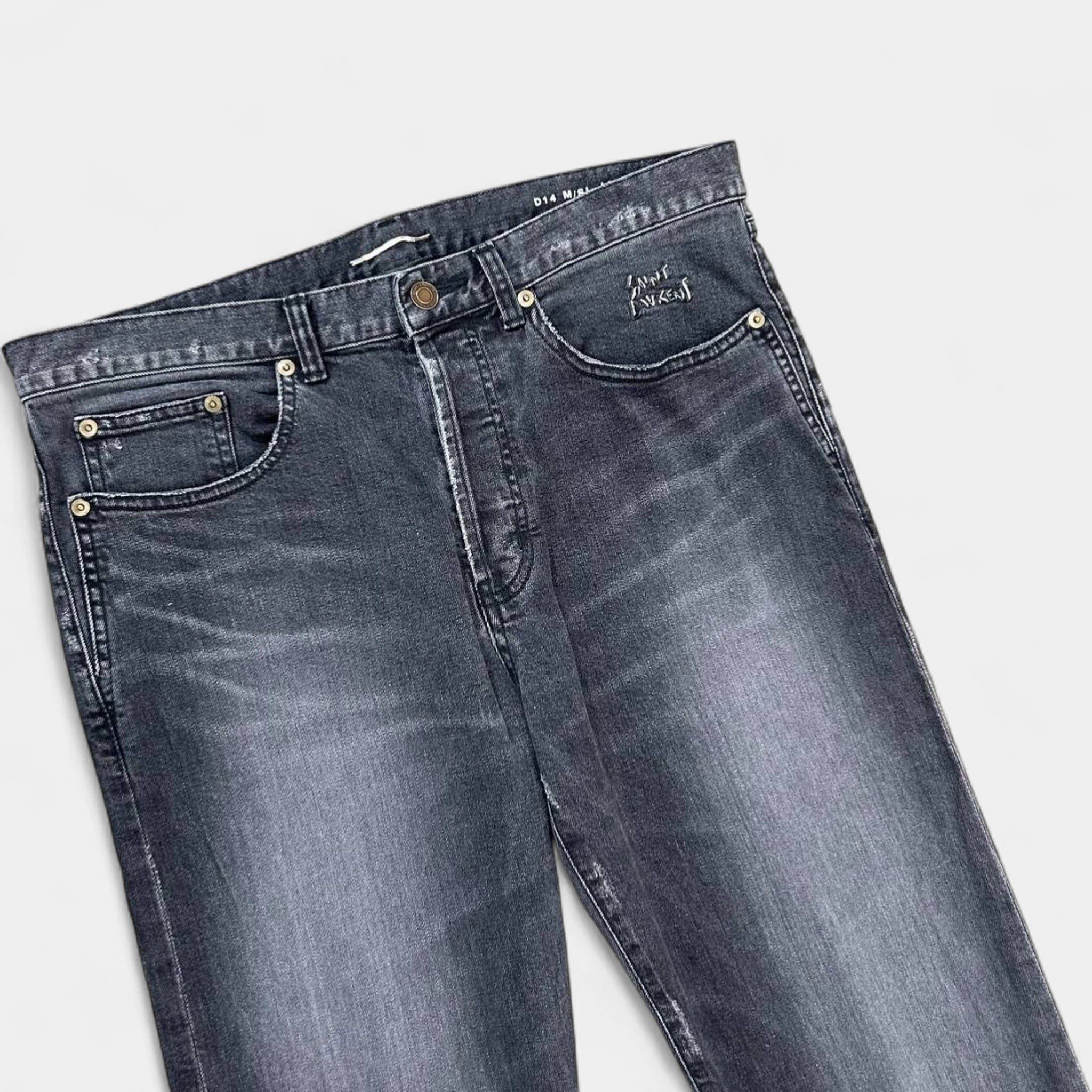 Saint Laurent Paris Saint Laurent D14 2017 Classic Embroidered Black Grey Skinny Size US 31 - 2 Thumbnail