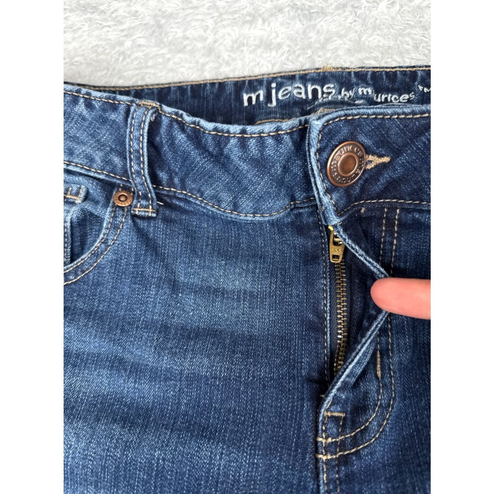 Vintage Maurices Blue Denim Jeans Bootcut Mid Rise 31x29 Womens Cotton Blend 12 Regular Zip Pockets Size 34" / US 12 / IT 48 - 5 Thumbnail
