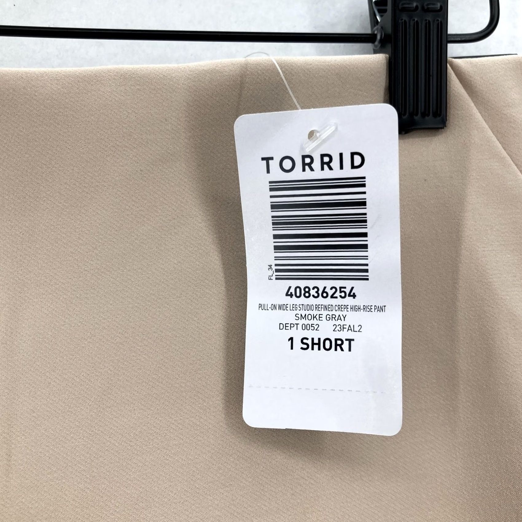 Torrid Torrid Studio Pants Womens 1X Short Smoke Gray Studio Refined Pull-On Wide Leg Dress Pants Beige Size 40" / US 18 - 4 Thumbnail