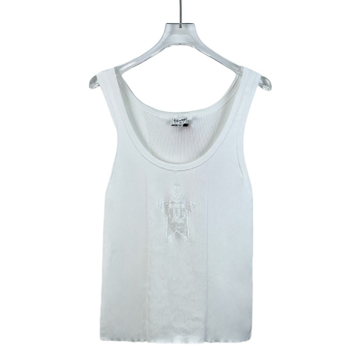 Chanel Chanel White Ribbed Cotton Blend Sleeveless Knit Vest With L Size M / US 6-8 / IT 42-44 - 1 Thumbnail