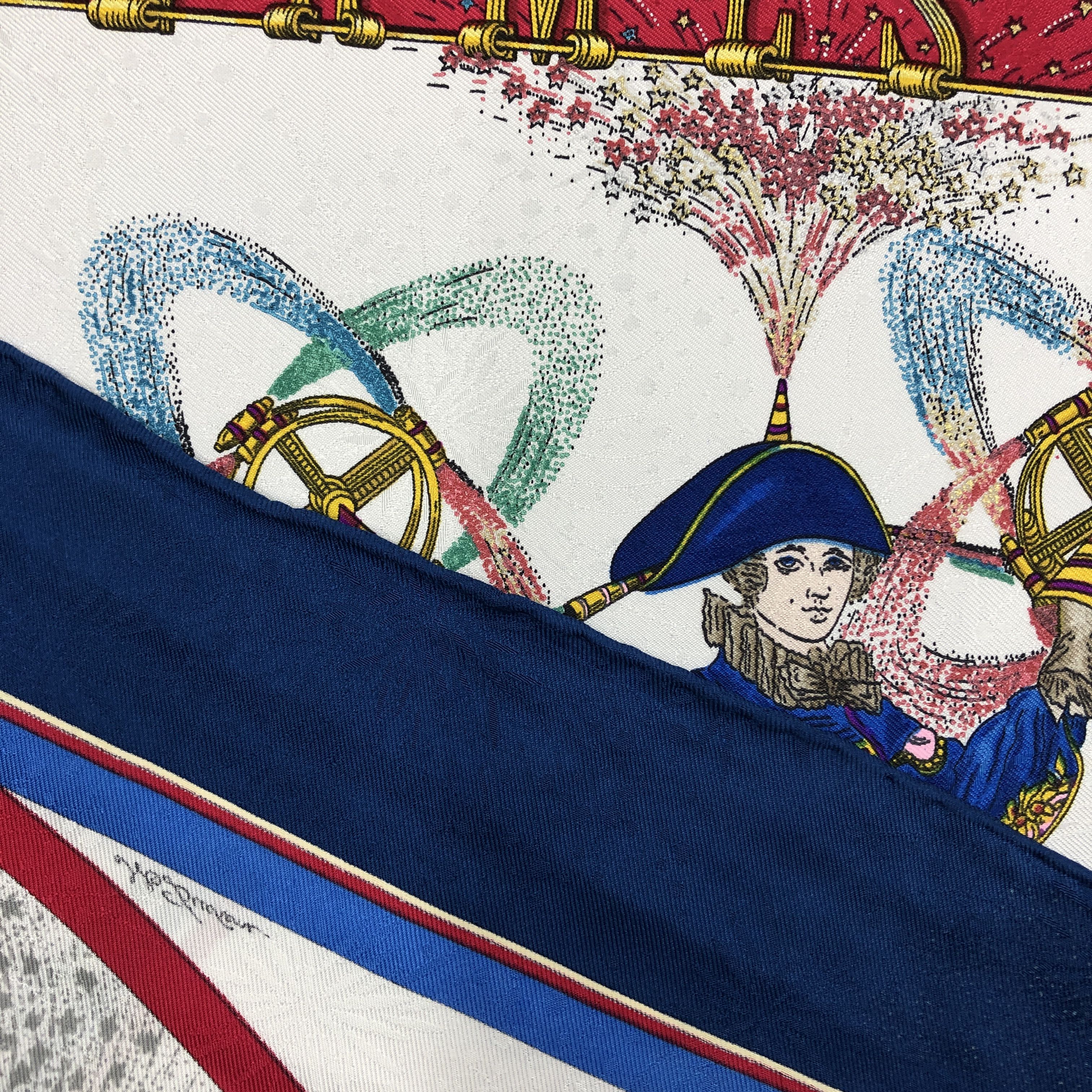 Hermes × Vintage Vintage Hermes Paris SILK Scarf Feux D'Artifice Stole Wraps Size ONE SIZE - 18 Thumbnail