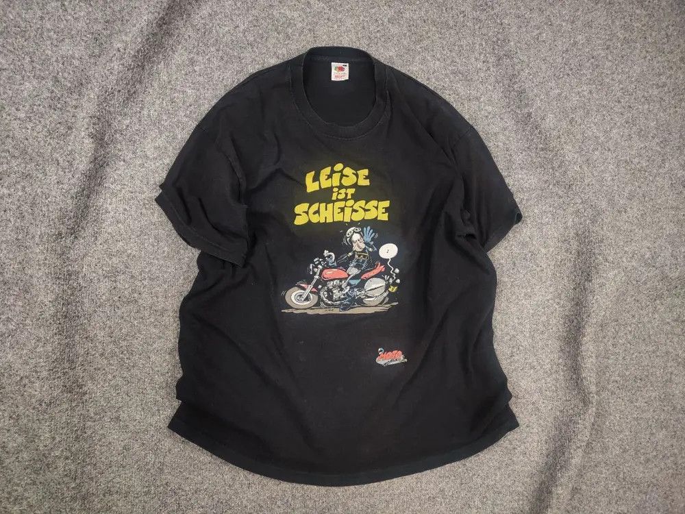 Vintage Vintage 90's Moto Mania Leise ist scheisse Graphic T Shirt Size US L / EU 52-54 / 3 - 1 Thumbnail