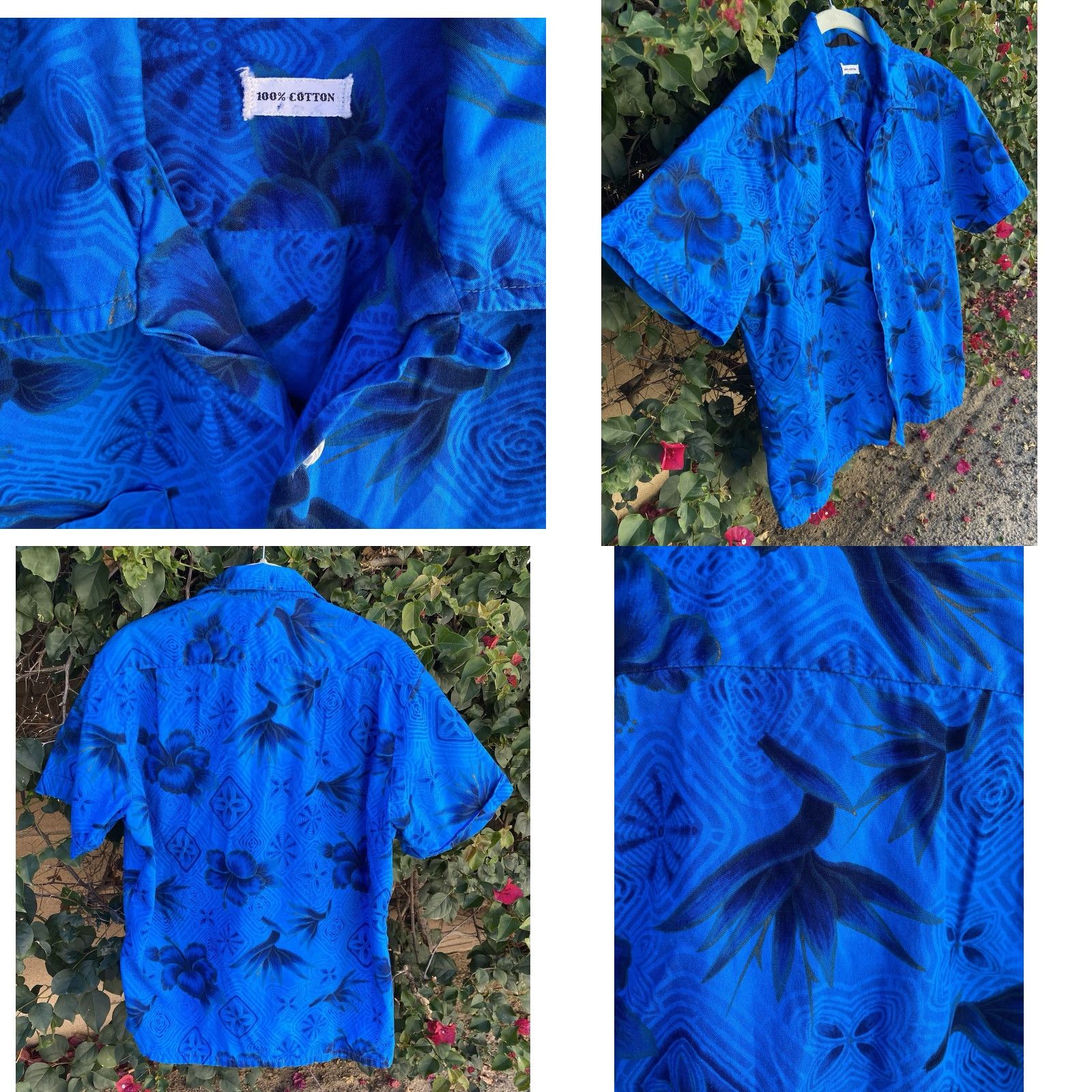 Sears VINTAGE Sears Hawaiian Shirt Blue Floral Tiki Aloha Cotton Short Sleeve Mens M Size US M / EU 48-50 / 2 - 9 Thumbnail
