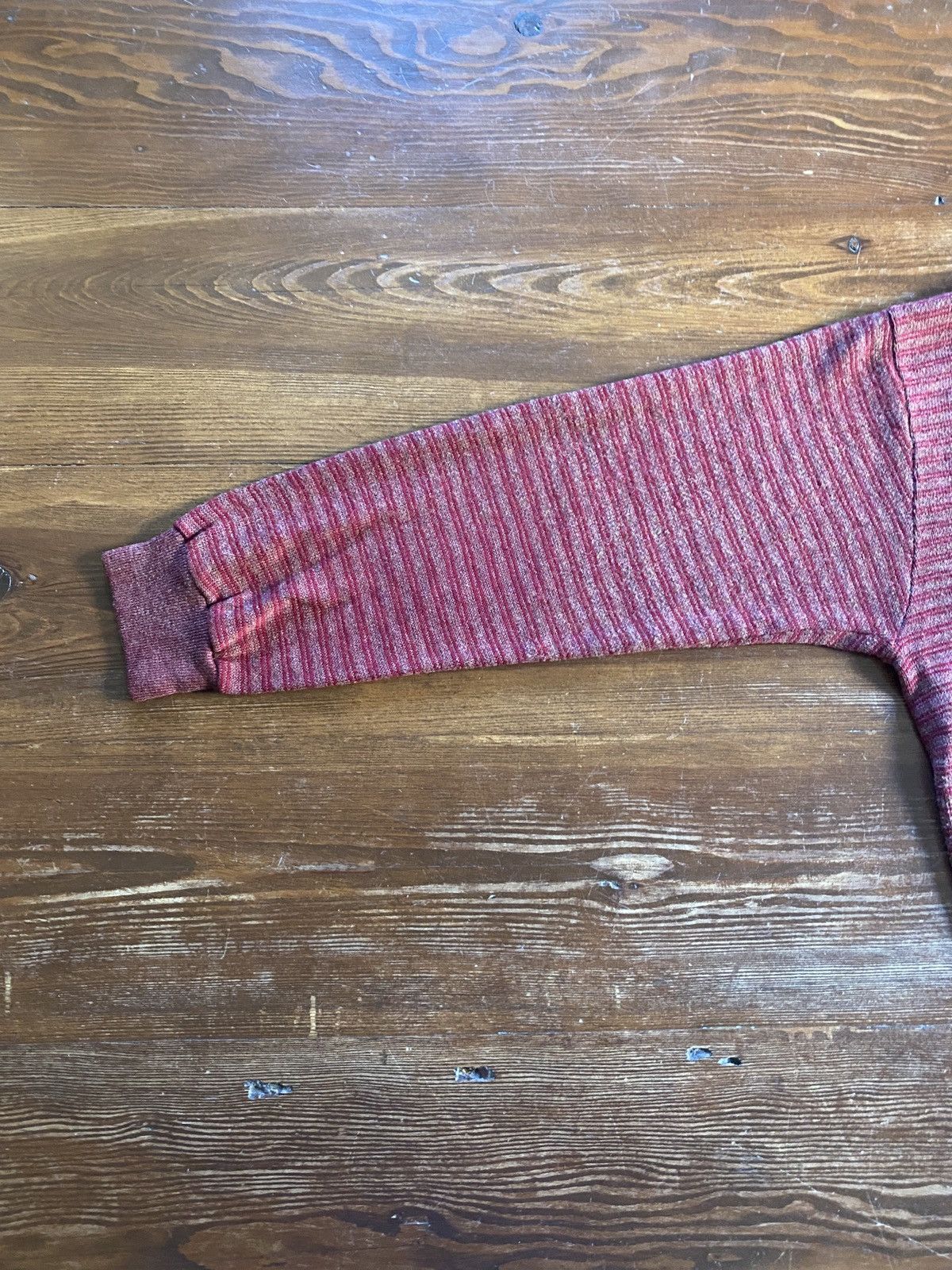 Vintage Vintage 60’s Creslon & Rayon Maroon Striped Knit Sweater Size US M / EU 48-50 / 2 - 11 Thumbnail