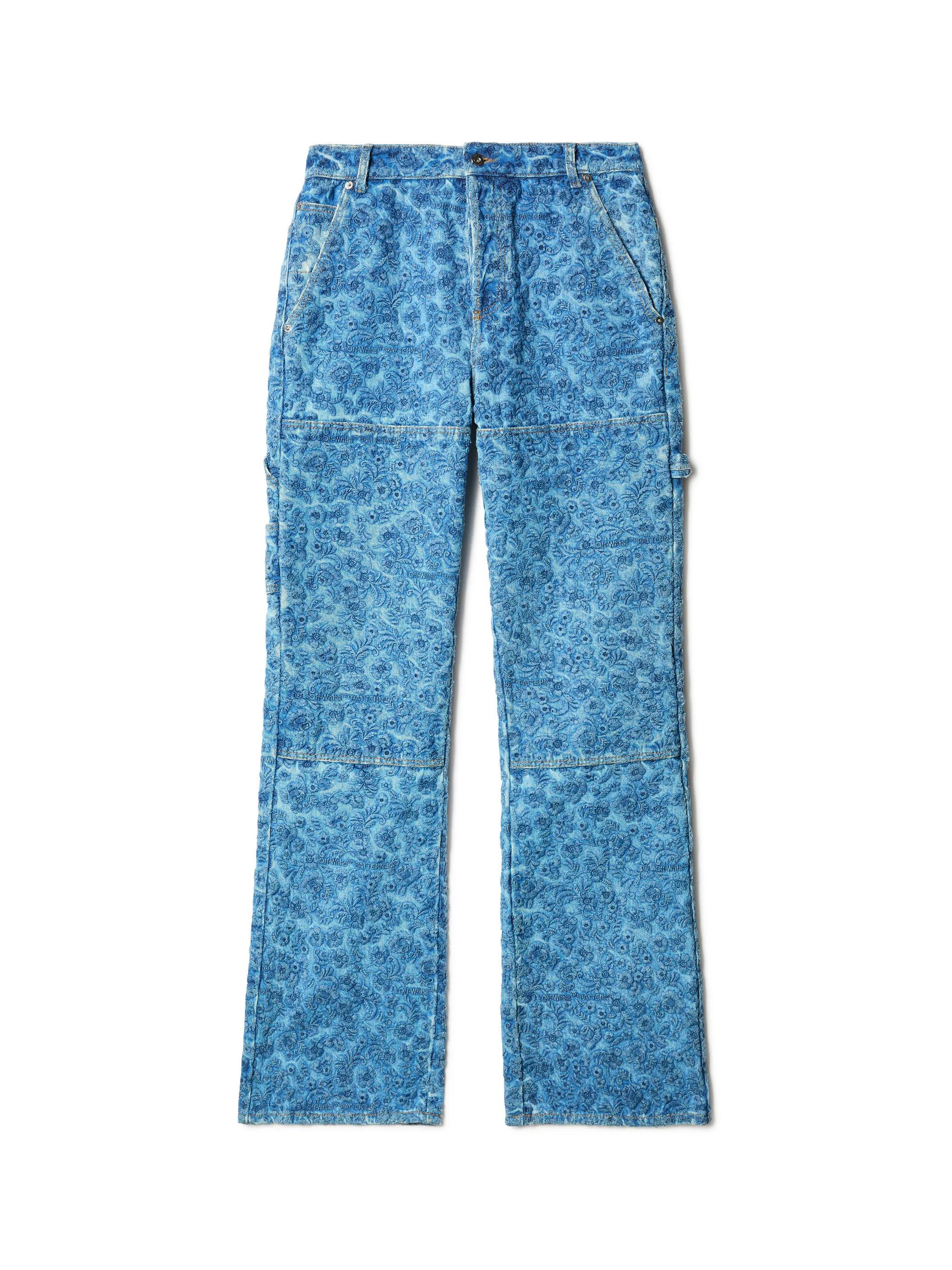 Off-White Off-White Flowers Embroidered Denim Flare Carpenter Pants Size US 31 - 2 Thumbnail