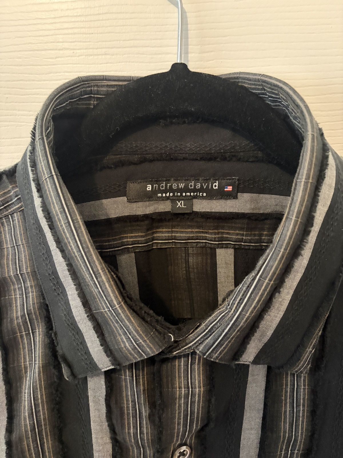 Vintage Raw Edge Striped Patchwork Shirt Andrew David Made In USA Size US XL / EU 56 / 4 - 3 Thumbnail