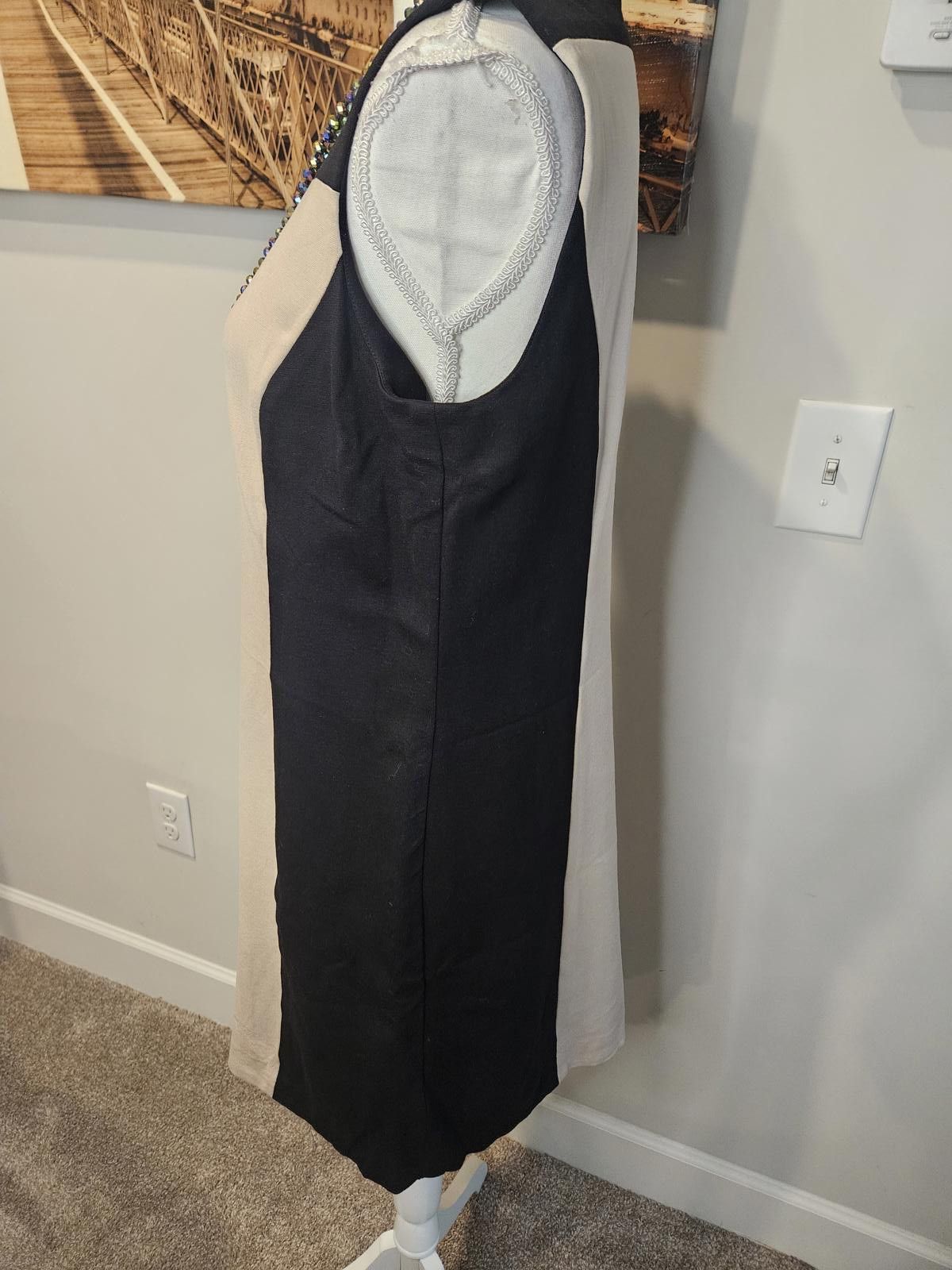 Designer Doncaster Elegant Two-Tone Sleeveless Dress Size L / US 10 / IT 46 - 3 Thumbnail