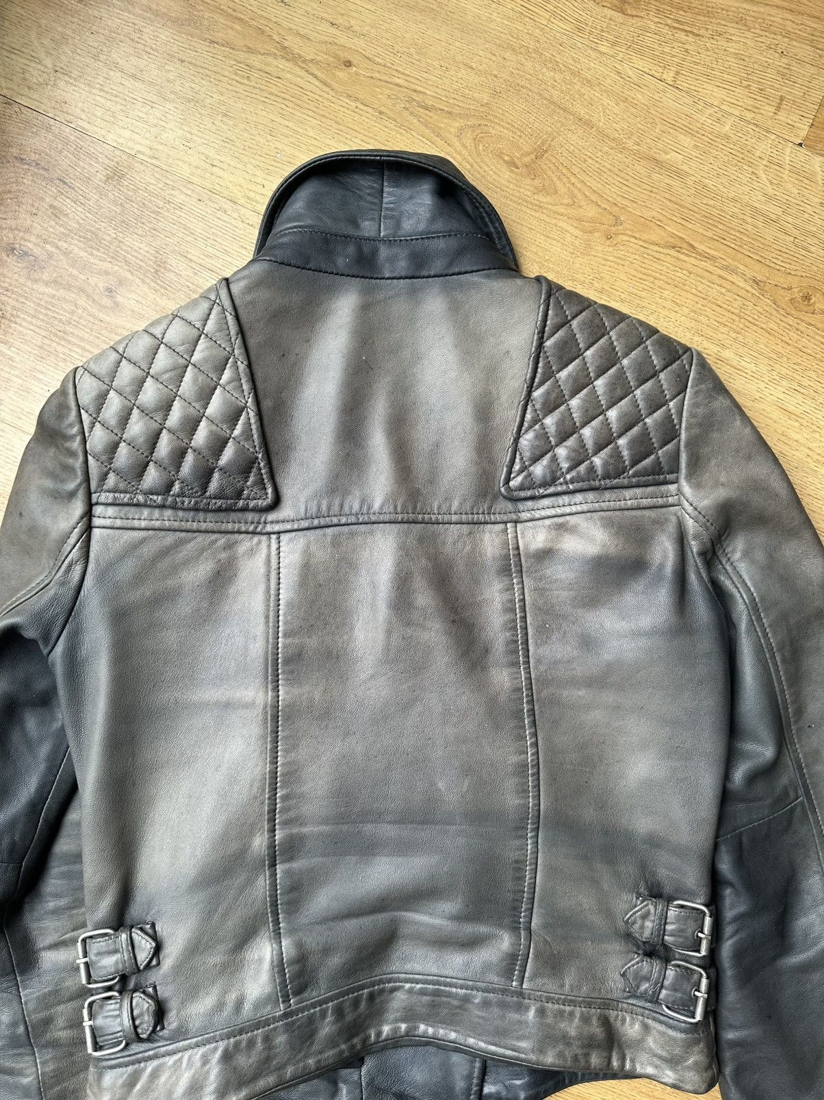 All Saints HAWKS BIKER sheepskin leather jacket us2 uk6 eu34