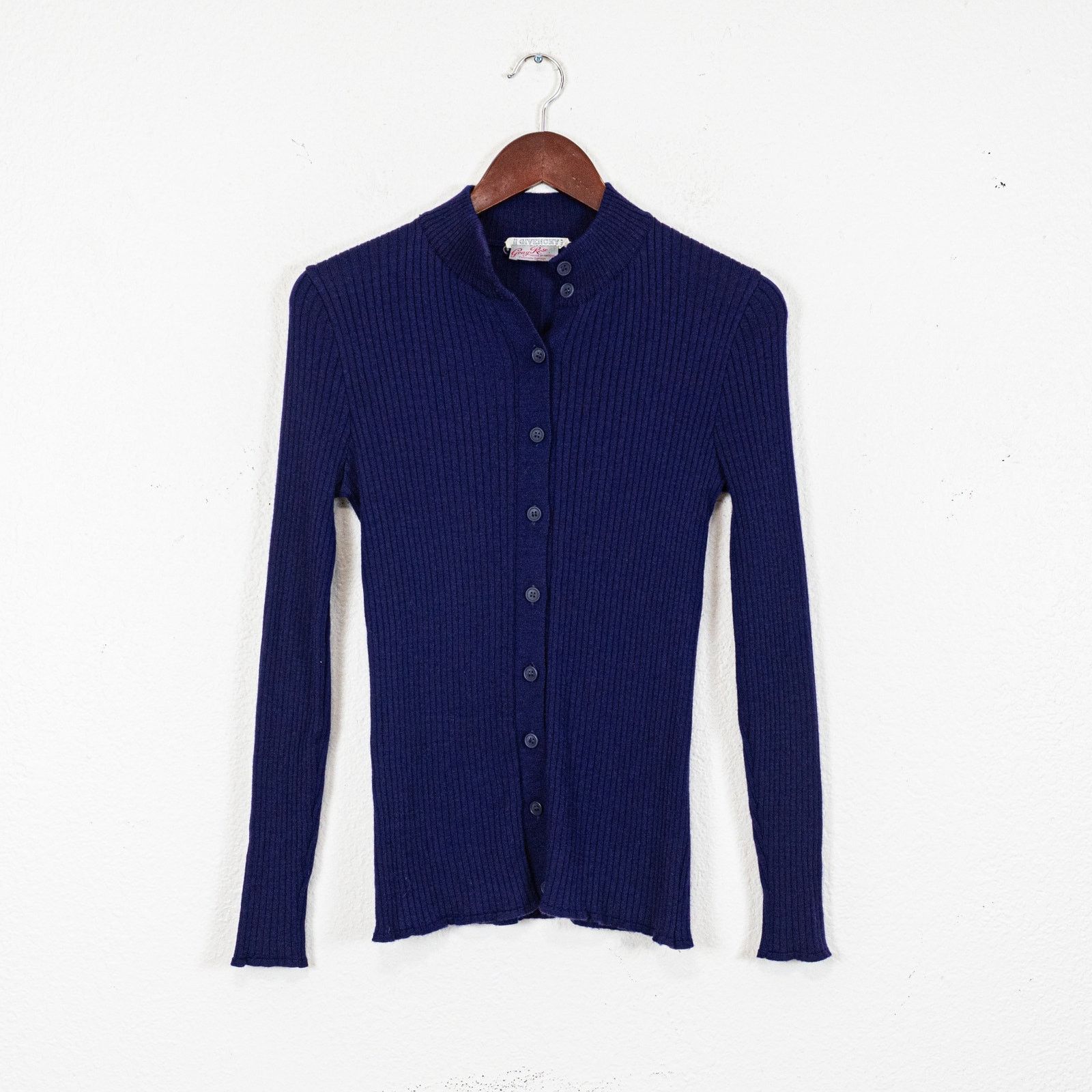 Givenchy Vintage 70s Givenchy Ribbed Knit Cardigan Sweater Cashmere Size S / US 4 / IT 40 - 6 Thumbnail