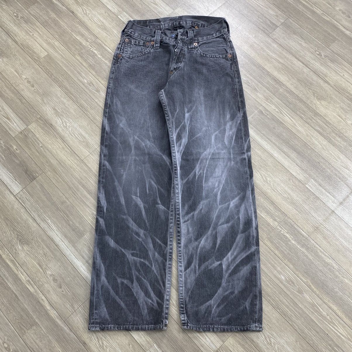 Levi's Vintage Clothing Y2K Vintage Levis Clawmark Grunge Black Faded Baggy Jeans Size US 27 - 1 Thumbnail