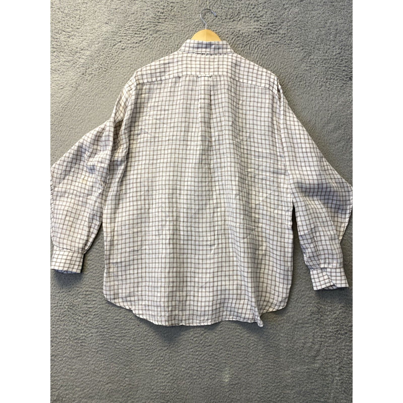 Faconnable VINTAGE Faconnable Men's Shirt Long Sleeve Casual Party XL Light Brown Check Cotton 90s City Size US XL / EU 56 / 4 - 7 Thumbnail