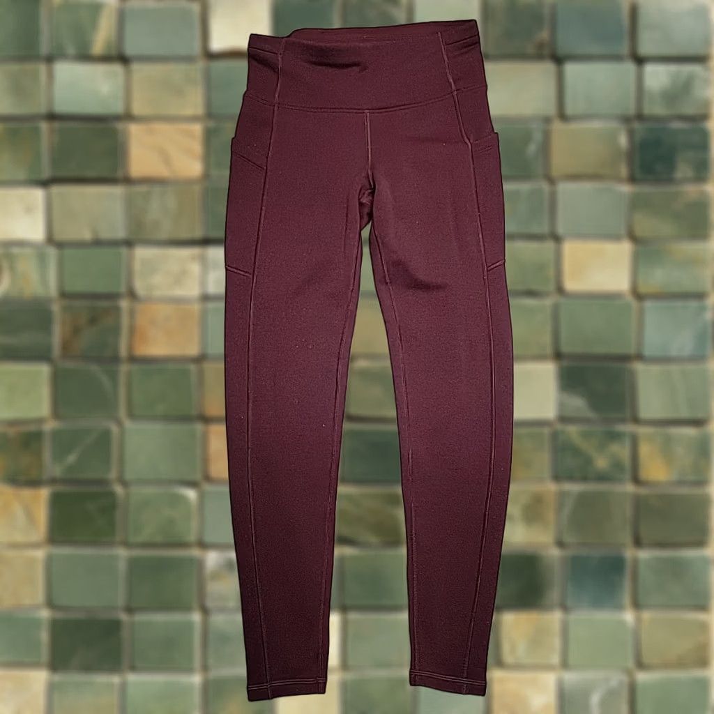 Athleta Athleta Ankle Womens S Red Leggings Maroon Altitude Stash Tight Polartec Powerstretch Size 28" / US 6 / IT 42 - 1 Thumbnail