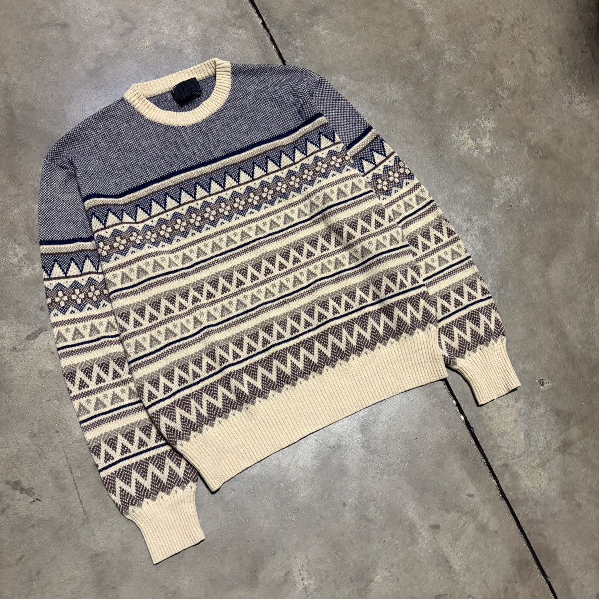 Vintage Vintage Fair Isle Striped Sweater Geometric Gary Reed 80s Size US L / EU 52-54 / 3 - 2 Thumbnail