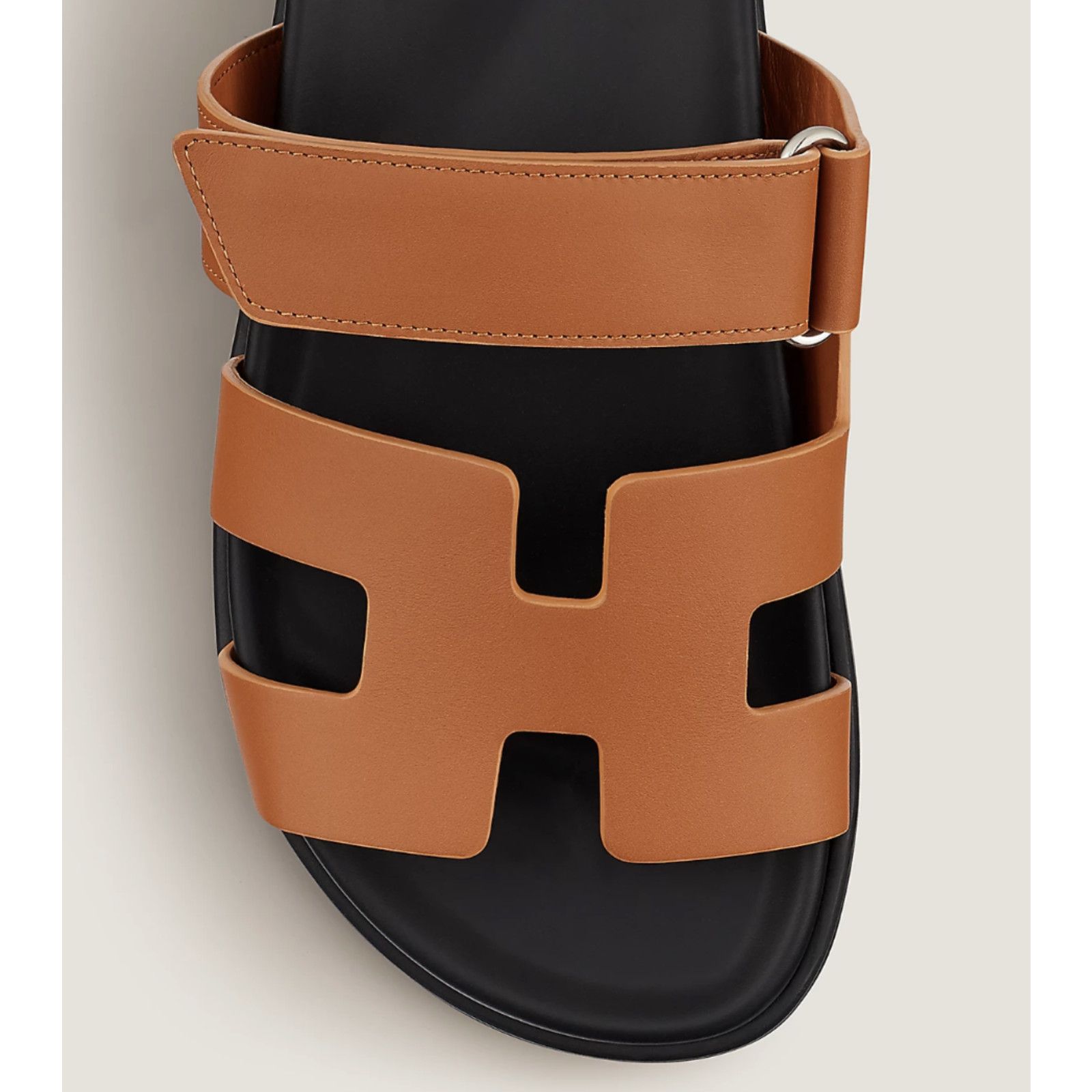 Hermes Hermes Chypre Sandal Natural Brown Leather Black Strap Size US 9.5 / IT 39.5 - 6 Thumbnail