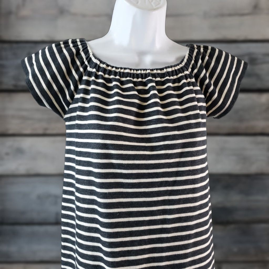 Madewell VINTAGE Madewell Womens Off The Shoulder Dress Sz 2XS Black Stripe Short Sleeve Size 24" / US 00 / IT 34 - 1 Thumbnail