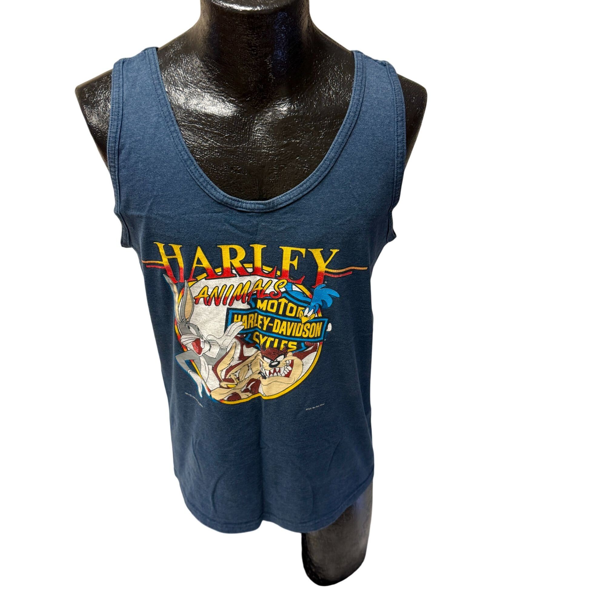 Harley Davidson Bugs Bunny Taz Motorcycle ANIMALS Tank Top 1993 Biker Shirt Size US M / EU 48-50 / 2 - 2 Thumbnail