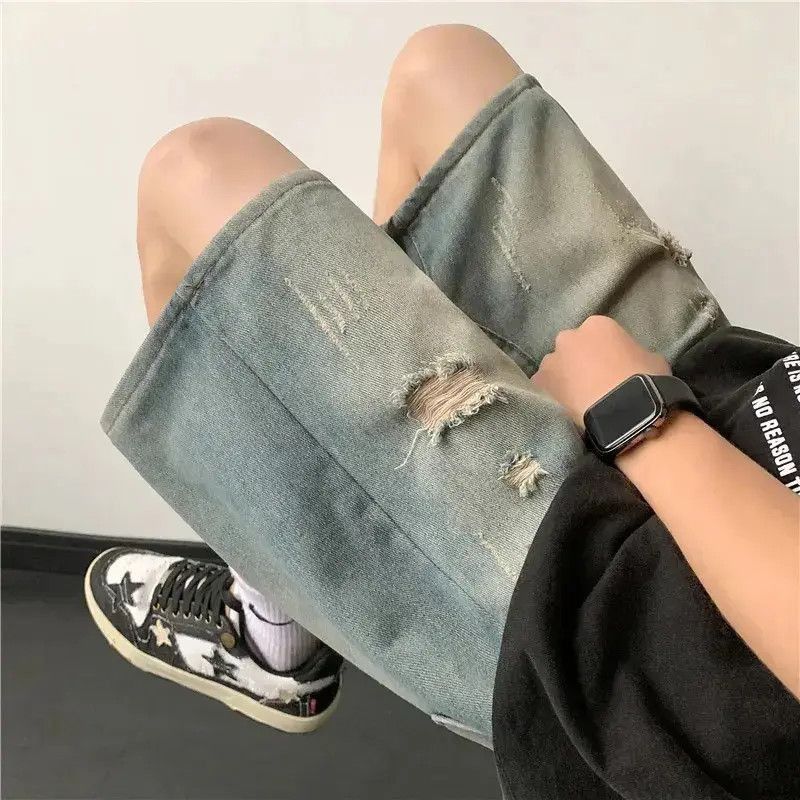 Japanese Brand Retro straight distressed shorts y2k Size US 32 / EU 48 - 3 Thumbnail