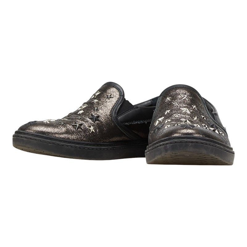 Jimmy Choo Jimmy Choo Leather Star Studs Slip-On Sneakers Leather Shoes in Black, Men's