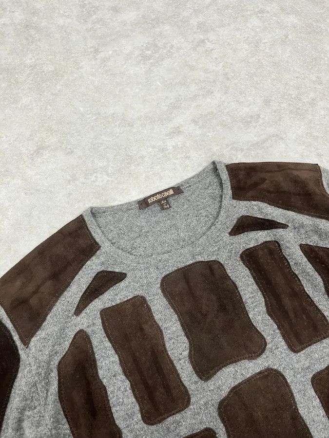 Roberto Cavalli 2010s Roberto Cavalli Grey & Brown Skeleton Relief Sweater Size US L / EU 52-54 / 3 - 5 Thumbnail