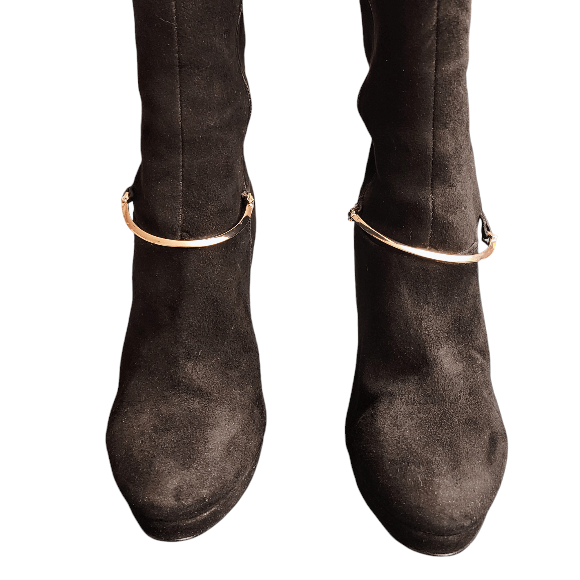 Nine West Black Suede Leather Tall Heeled Boots