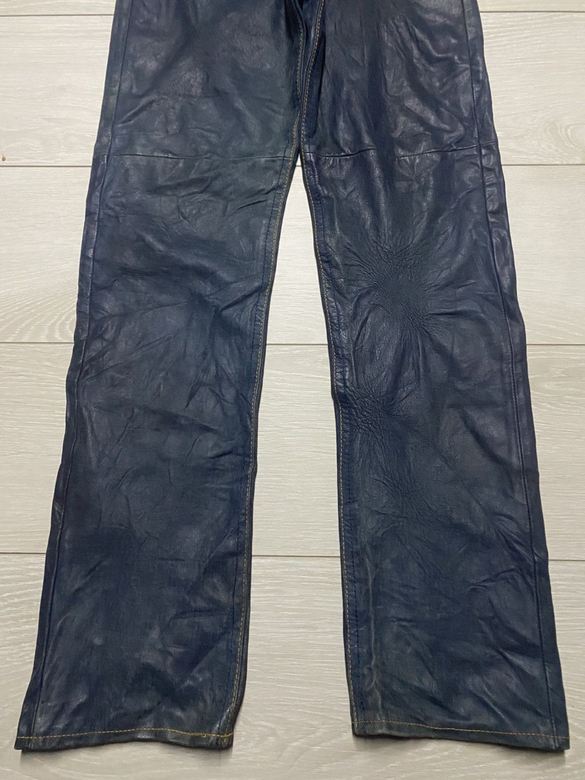Number (N)ine Studio Design K Kondo Indigo Leather Pants Skinny Size US 27 - 5 Thumbnail