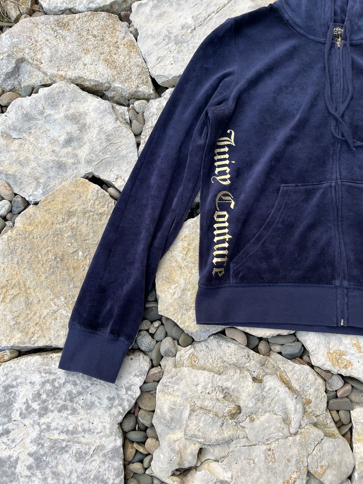 Juicy Couture × Vintage Vintage Juicy Couture y2k velvet black label zip hoodie gold Size L / US 10 / IT 46 - 5 Thumbnail
