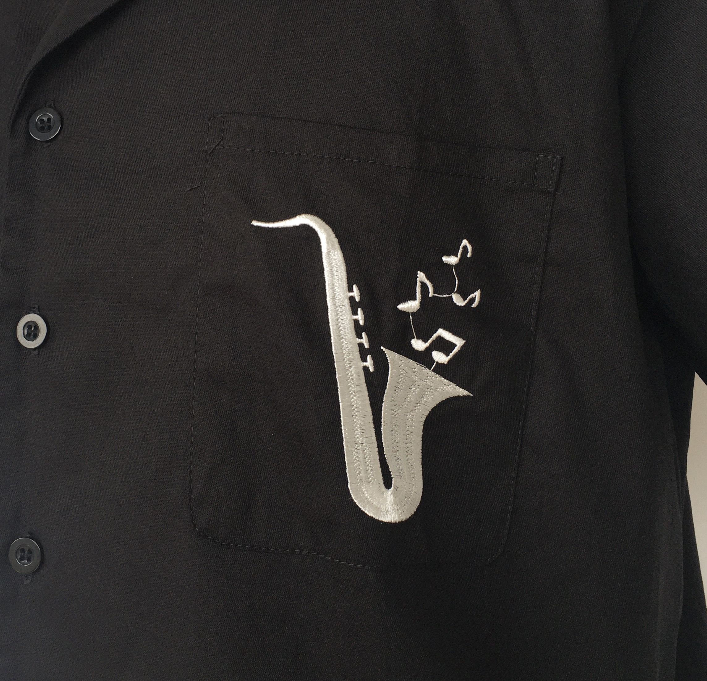 Other Black Embroidery Retro Shirts Short Sleeves-saxophone Size US XXL / EU 58 / 5 - 8 Thumbnail