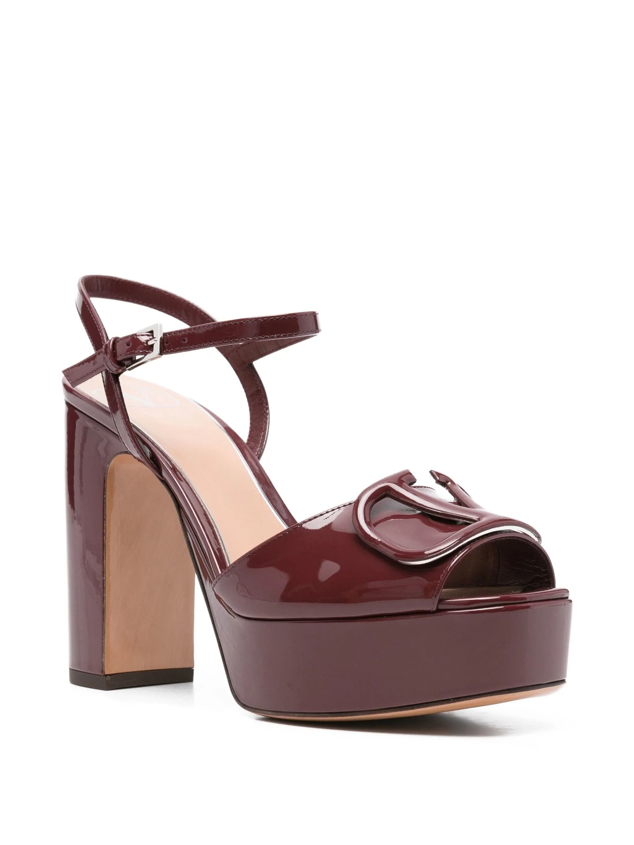 Valentino os11x0126 VLogo Signature Platform Sandals in Burgundy Size US 8 / IT 38 - 2 Thumbnail