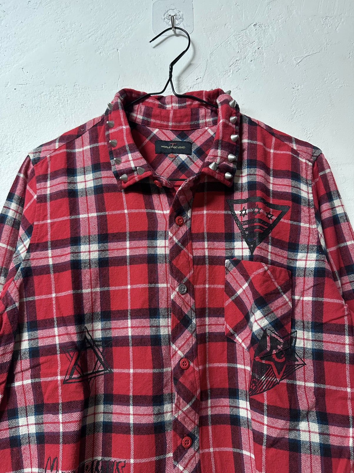 If Six Was Nine Japanes World wide love studded plaid button shirt Size US M / EU 48-50 / 2 - 3 Thumbnail