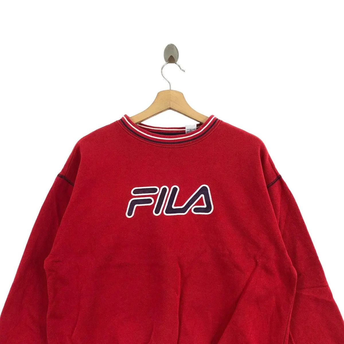 Fila Vintage 90’ FILA ITALIA Embroidered Ringer Red Sweatshirt Size L / US 10 / IT 46 - 4 Thumbnail