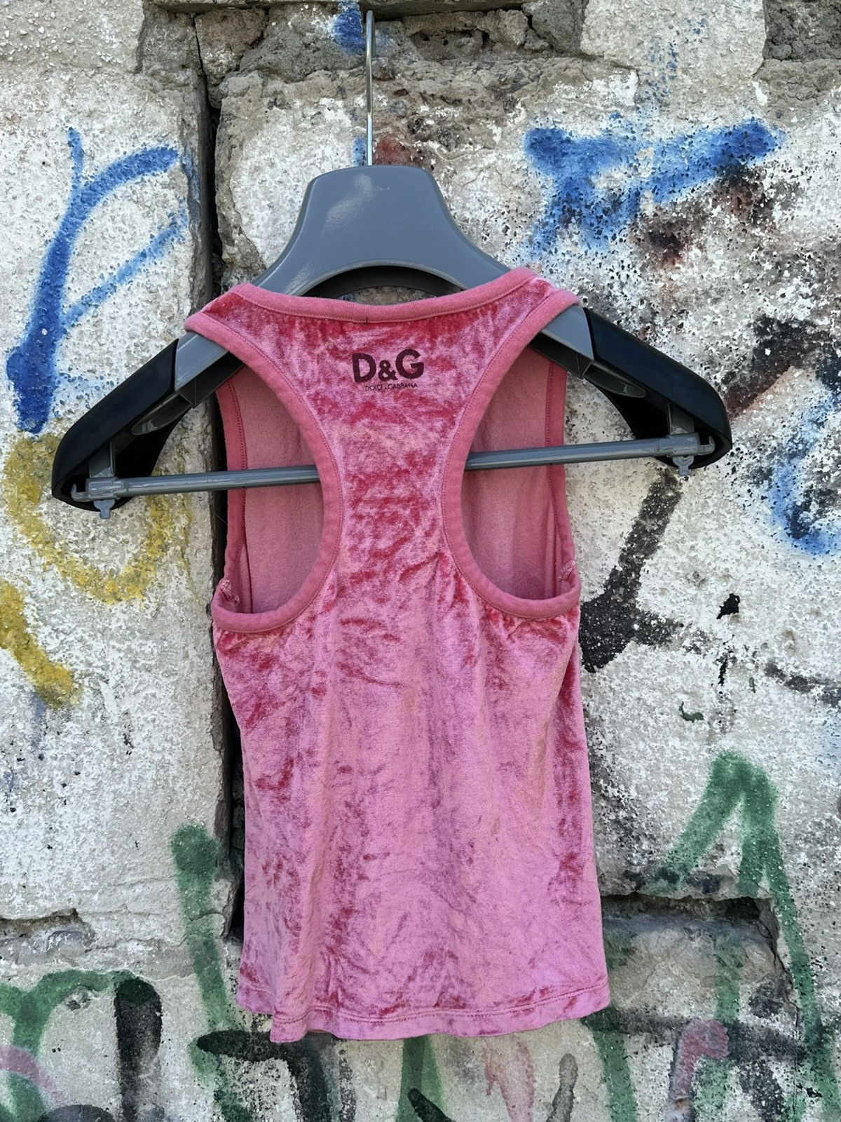 Dolce & Gabbana Velour Dolce & Gabbana Freedom Is A State Mind Pink Tank Top Size S / US 4 / IT 40 - 2 Thumbnail