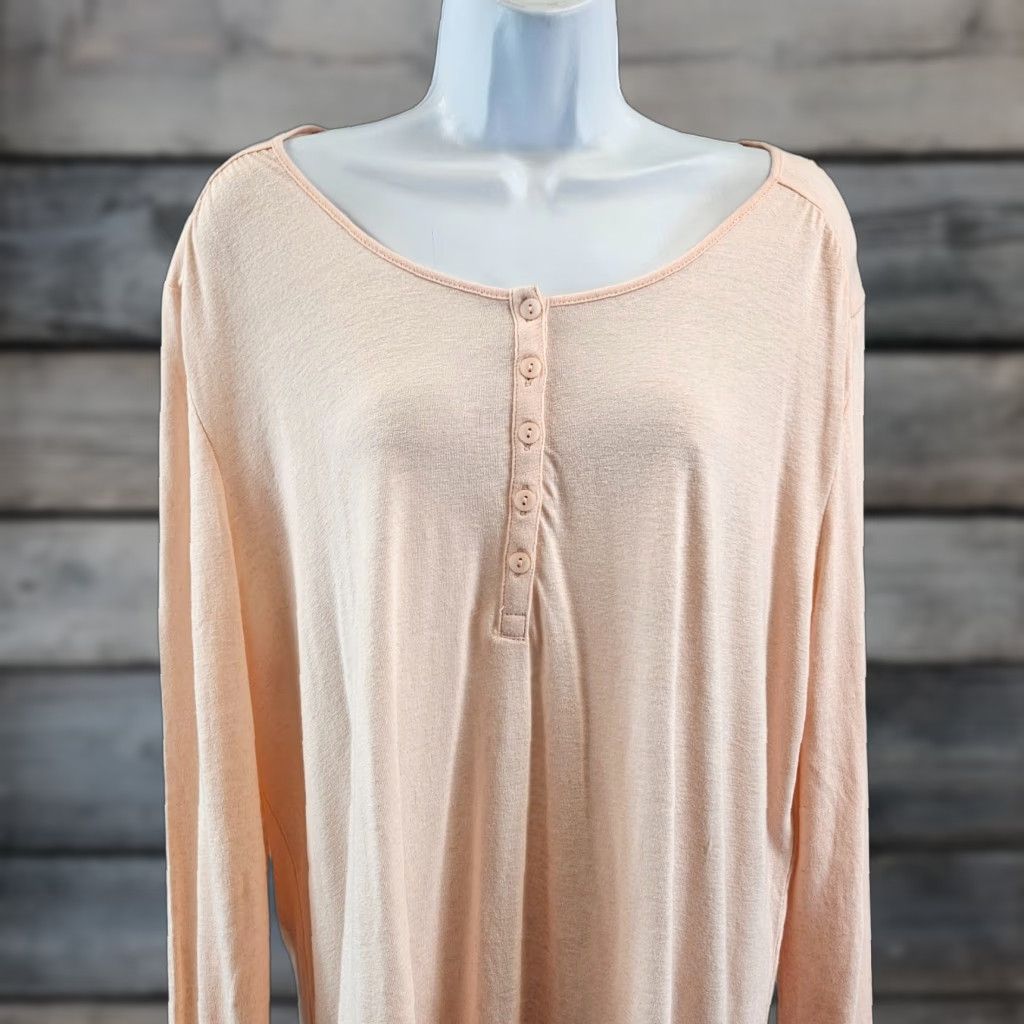 Vintage Garnet Hill Womens Top XL Peach Long Sleeve Linen Blend Blouse Shirt Womens XL Peach Linen Blend Size XL / US 12-14 / IT 48-50 - 1 Thumbnail