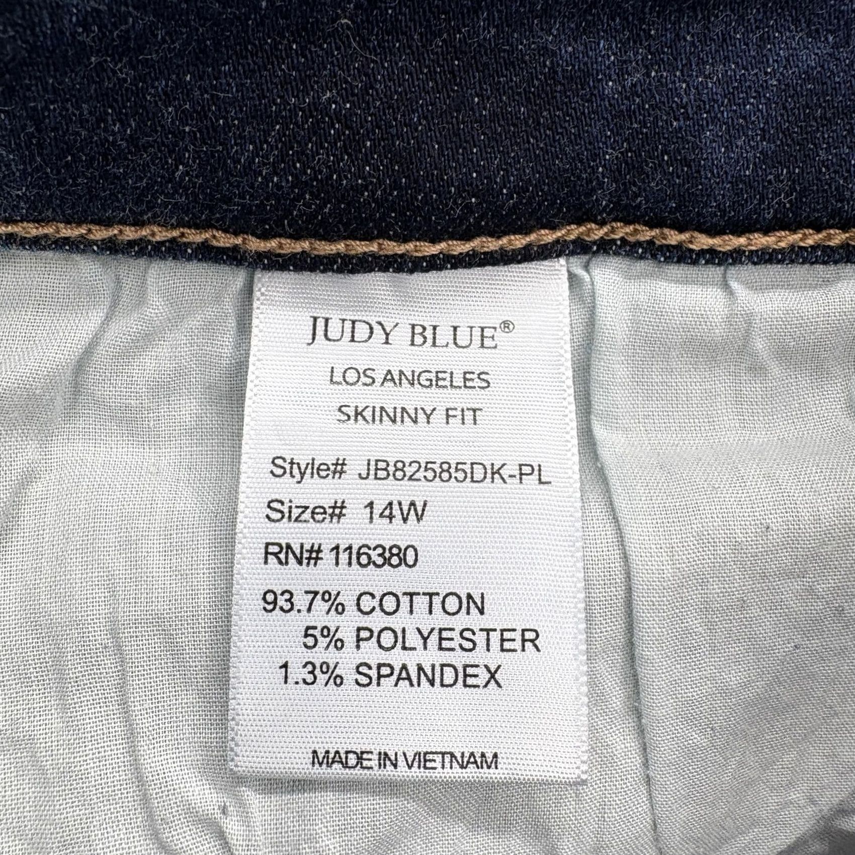 Vintage Judy Blue Jeans Womens 14W Skinny Blue Dark Wash High Rise Stretch Denim Pants Size 36" / US 14 / IT 50 - 5 Thumbnail
