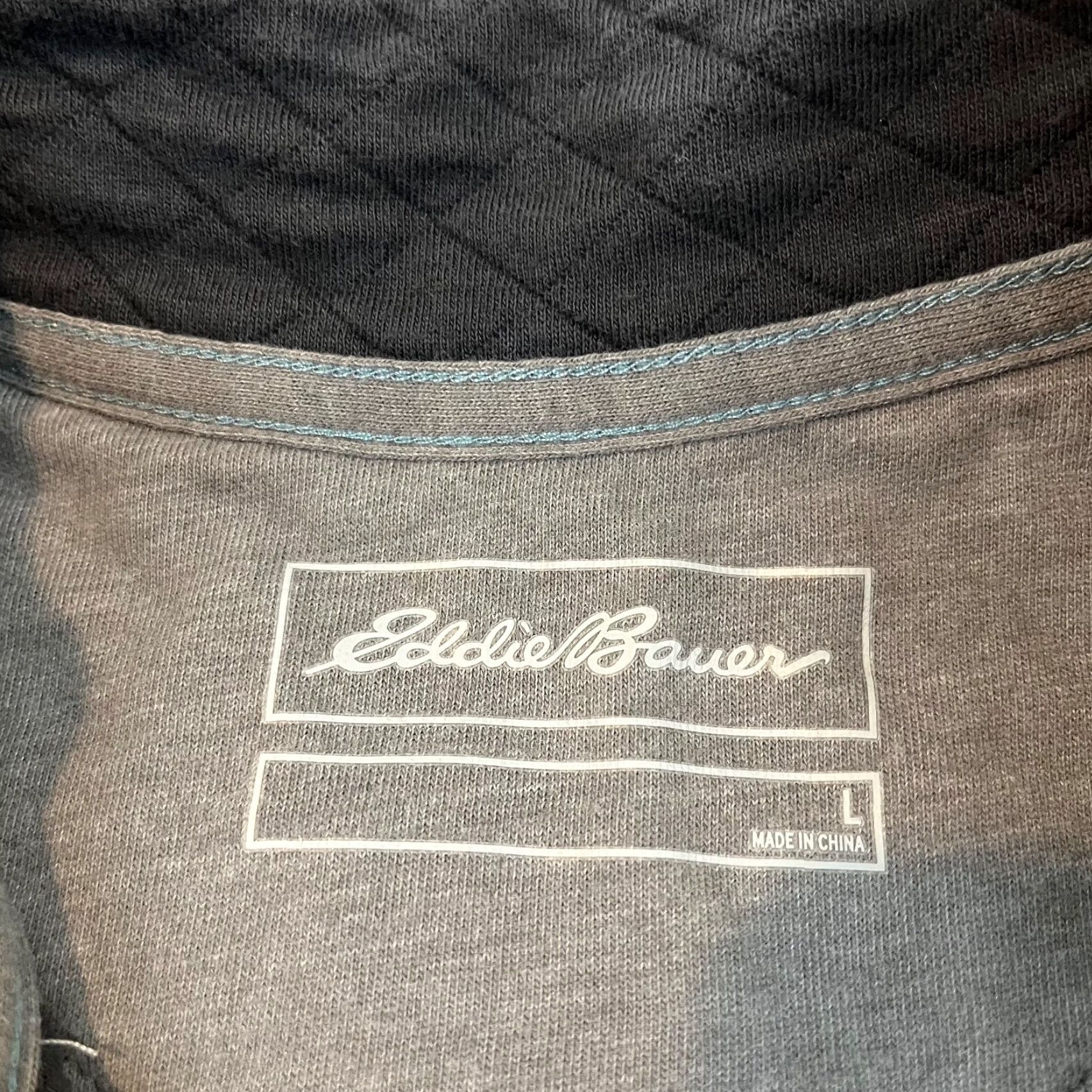 Eddie Bauer Eddie Bauer Sweater Jacket Men Large Gray Grid 1/2 Zip Pullover Outdoor Hike L/S Size US L / EU 52-54 / 3 - 3 Thumbnail