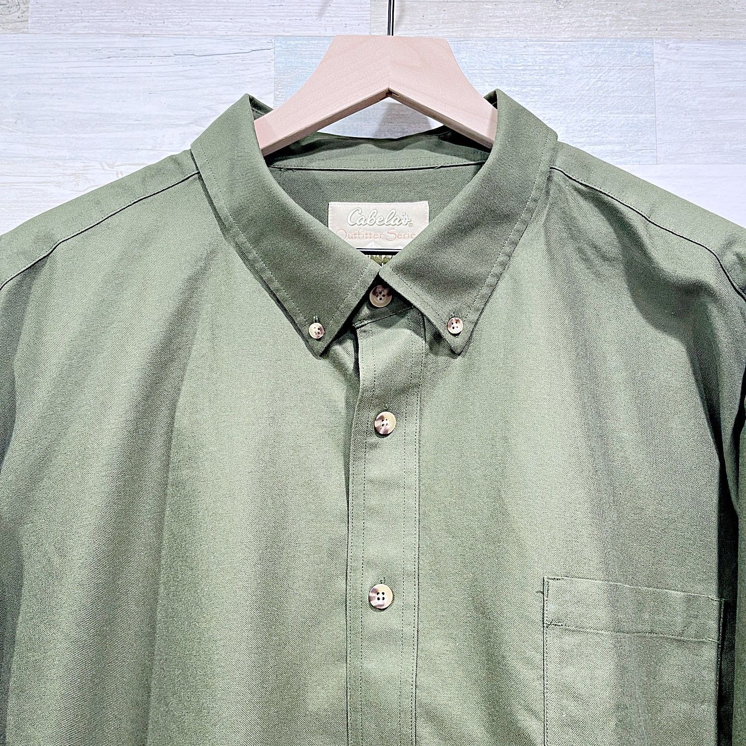 Cabelas Cabelas Long Sleeve Oxford Work Shirt Green Mens 3XLT Size US XXL / EU 58 / 5 - 2 Thumbnail