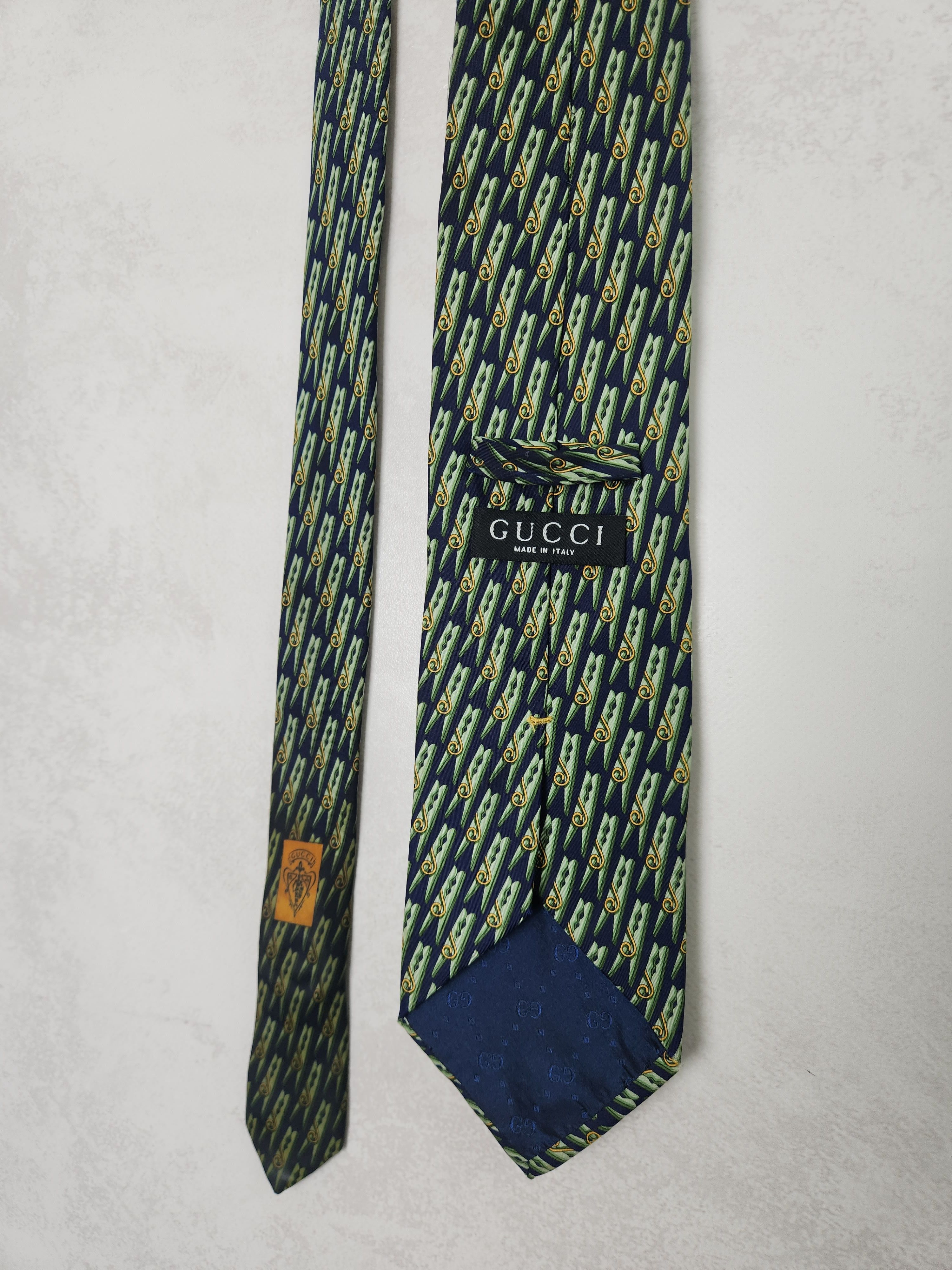 Gucci Vintage Gucci clothespin monogramm silk tie Size ONE SIZE - 2 Thumbnail