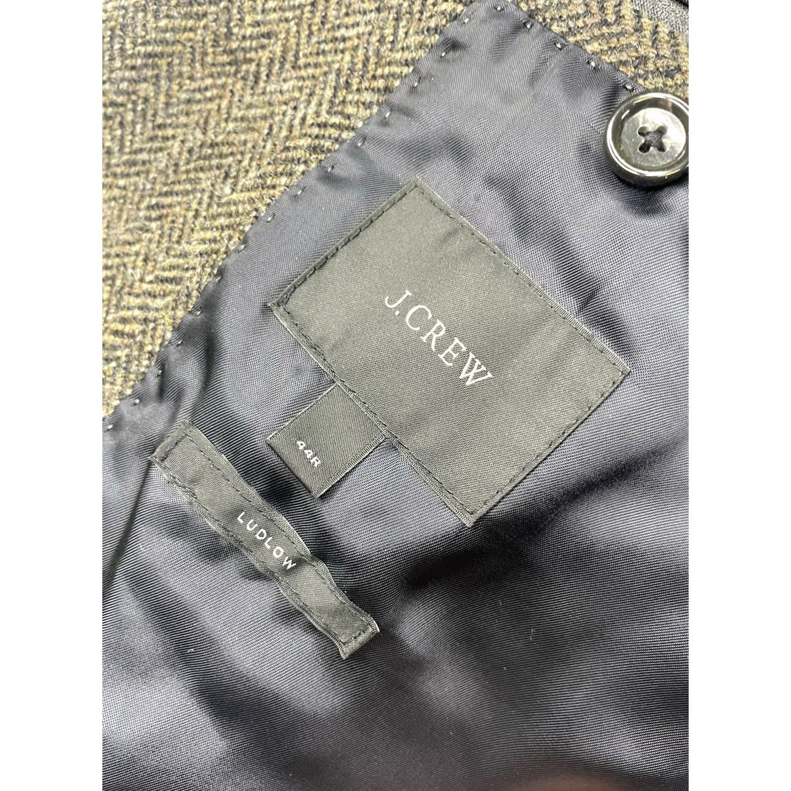 J.Crew J.Crew Blazer Jacket Sport Coat Men Size 44R Brown Herringbone Casual Business Wool Tweed Size 44R - 4 Thumbnail