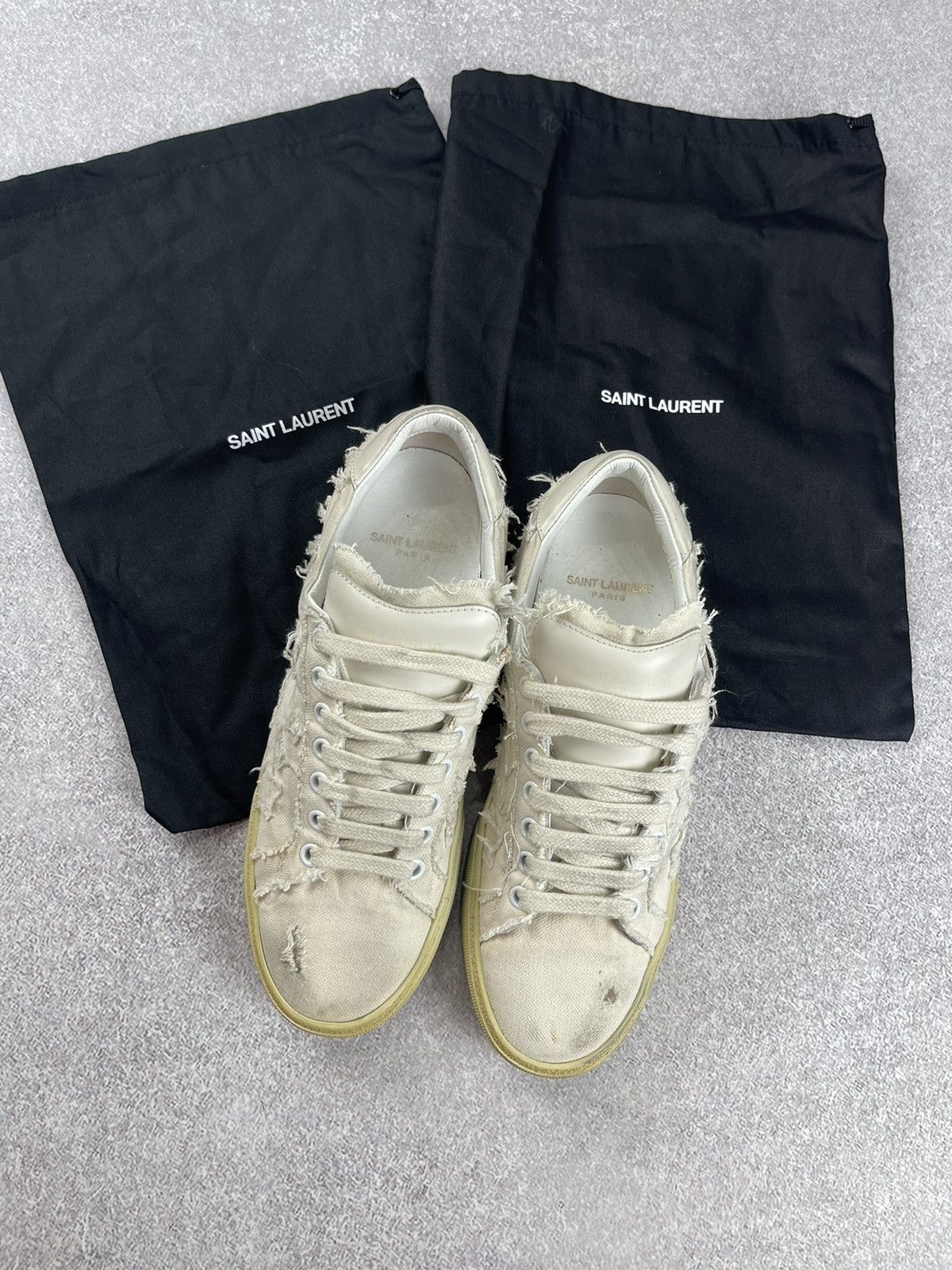Saint Laurent Paris × Yves Saint Laurent Saint Laurent Paris Distressed Denim Sneakers Size 38 Size US 8 / IT 38 - 3 Thumbnail