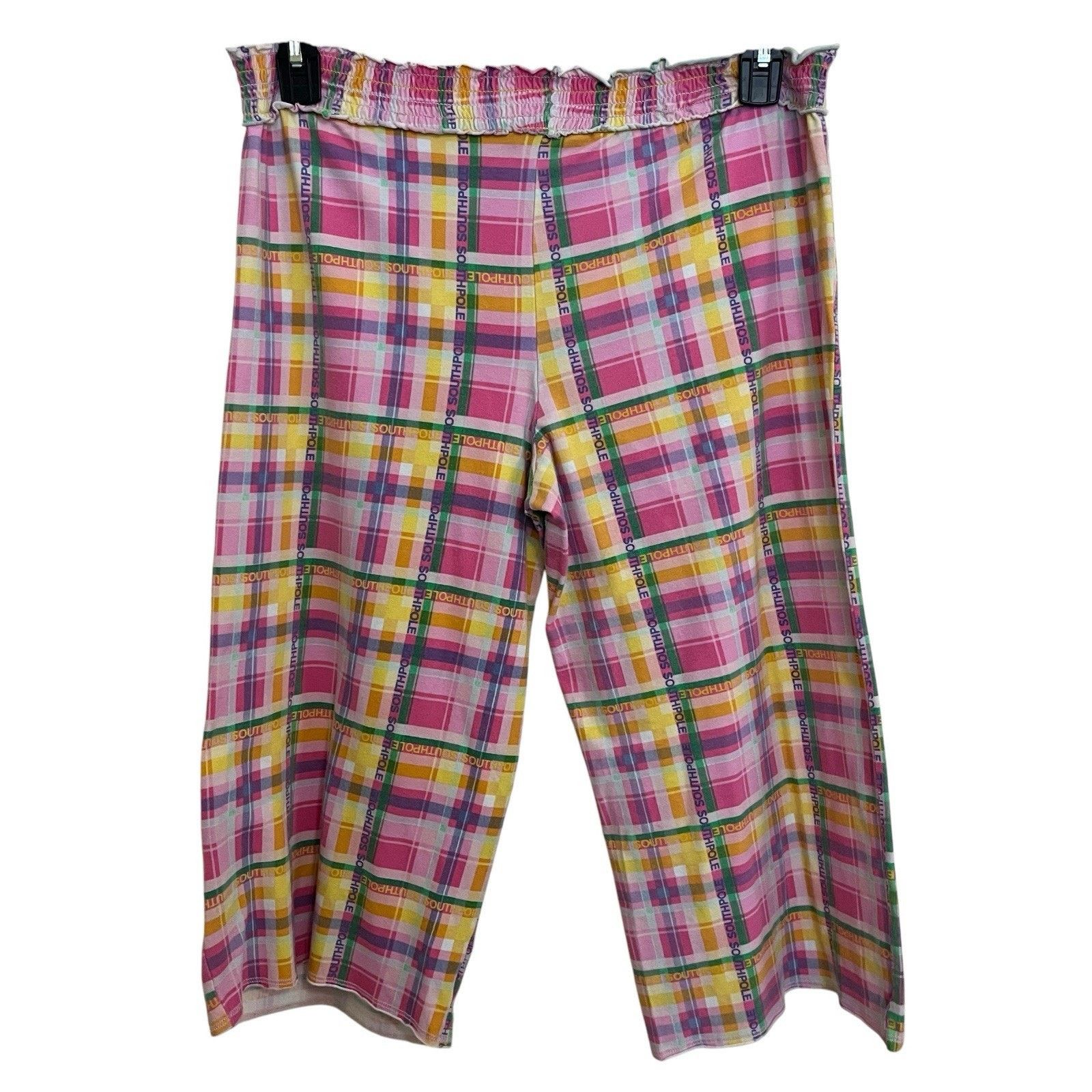 Southpole SouthPole | Pastel Plaid Pajama Capri Pants Large Spellout Size 30" / US 8 / IT 44 - 4 Thumbnail