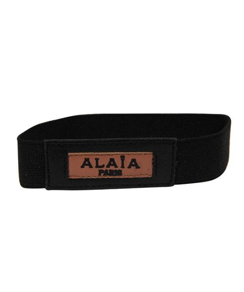 Alaia Logo Wristband Bracelet Black Tan Leather Elasticti Size ONE SIZE - 1 Thumbnail