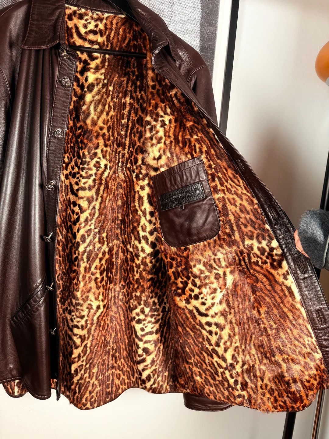 Chrome Hearts 🚭 ULTIMATE CHROME GRAIL🚭90s 100% RABBIT FUR LEOPARD LEATHER Size US L / EU 52-54 / 3 - 2 Thumbnail
