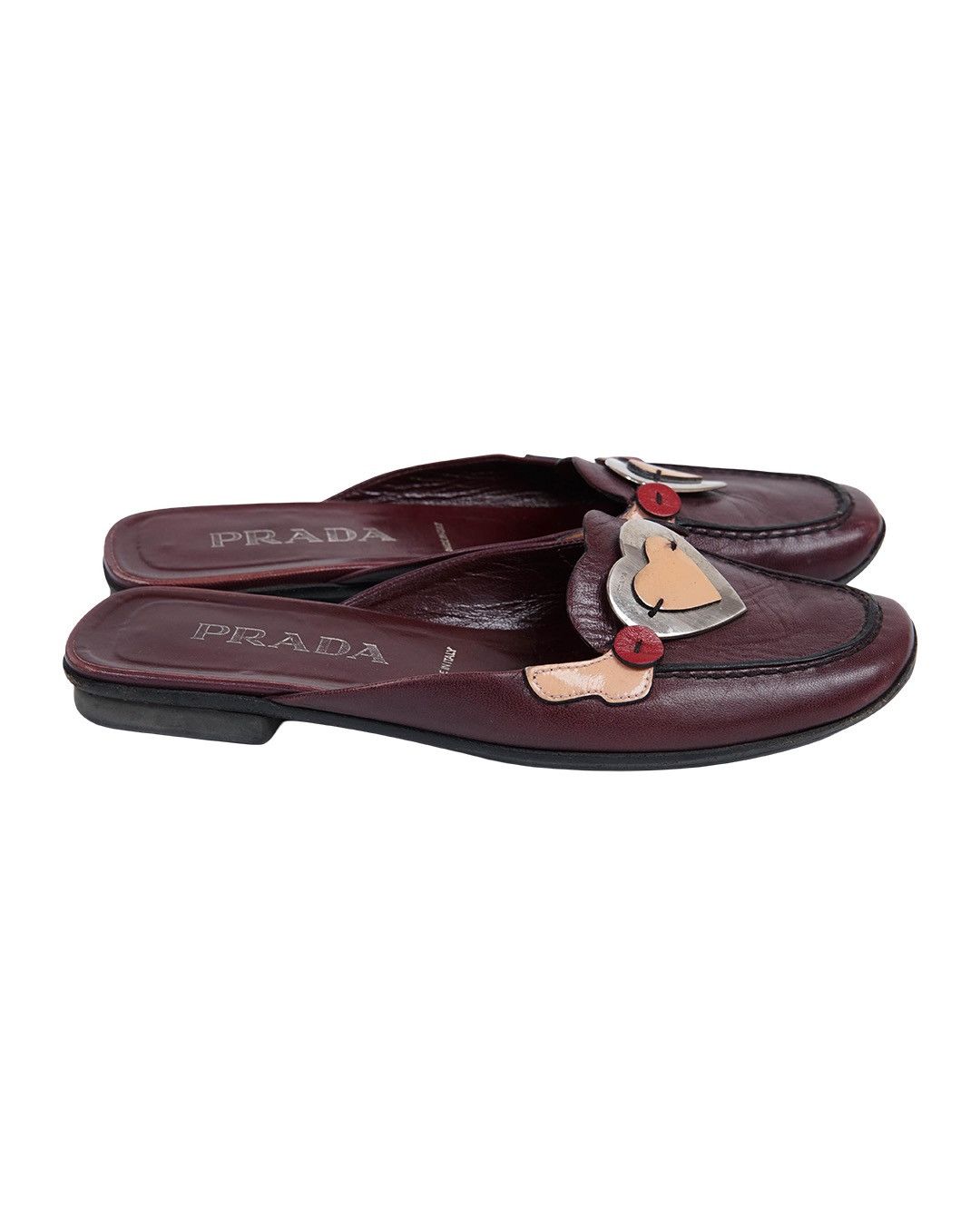 Prada Prada S/S2000 Burgundy Heart Slipper Size US 7 / IT 37 - 5 Thumbnail